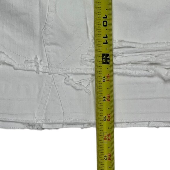 INC International Concepts Factory Distressed Raw Hem White Mini Skirt Size 6 - Picture 14 of 16